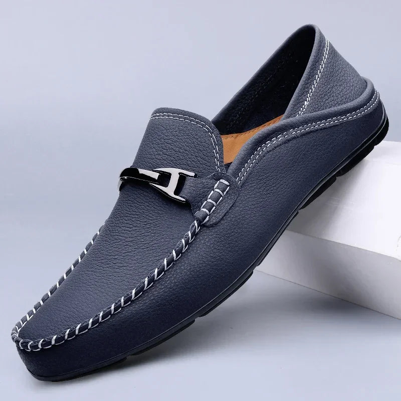 Formal Slip-On Loafers-footwear > loafers-Laventaire-Navy Blue-38-Laventaire