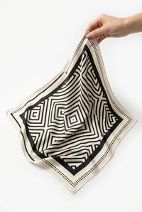 Geometric Pattern Square Scarf-accessories > scarves > square scarf-Laventaire-Black-One size-Laventaire