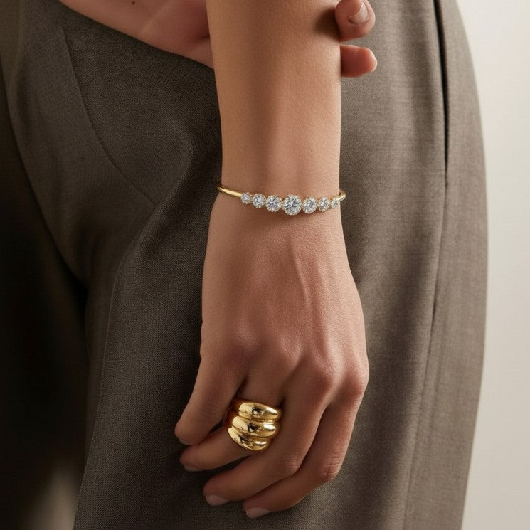 Gold Plated Bangle Bracelet-jewelry > bracelets > bangle bracelets-Laventaire-Laventaire