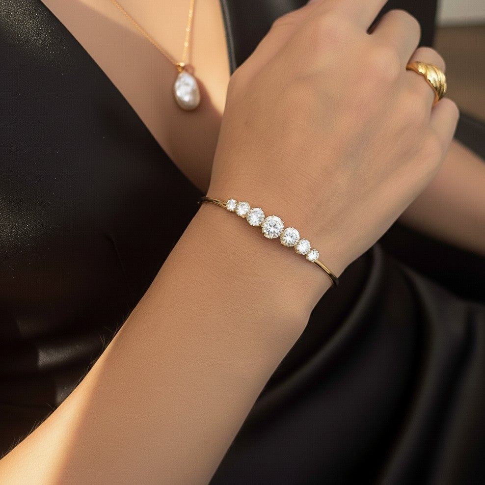 Gold Plated Bangle Bracelet-jewelry > bracelets > bangle bracelets-Laventaire-Laventaire