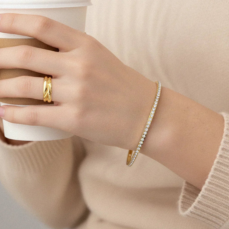 Gold Plated Bangle Bracelet-jewelry > bracelets > bangles-Laventaire-Laventaire