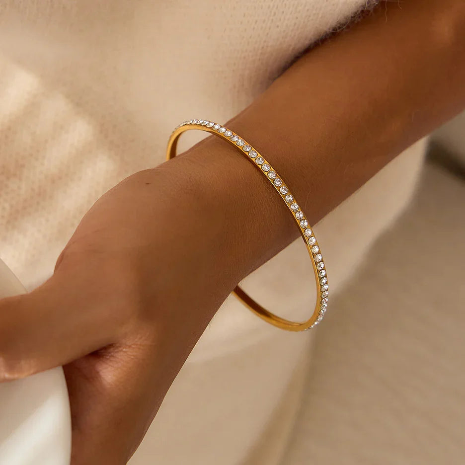 Gold Plated Bangle Bracelet-jewelry > bracelets > bangles-Laventaire-Laventaire
