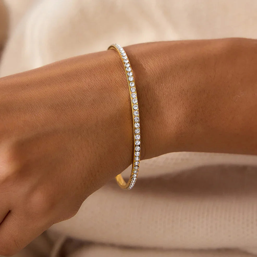Gold Plated Bangle Bracelet-jewelry > bracelets > bangles-Laventaire-Laventaire
