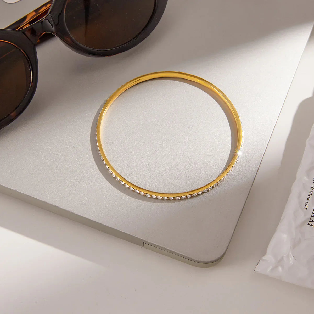 Gold Plated Bangle Bracelet-jewelry > bracelets > bangles-Laventaire-Laventaire