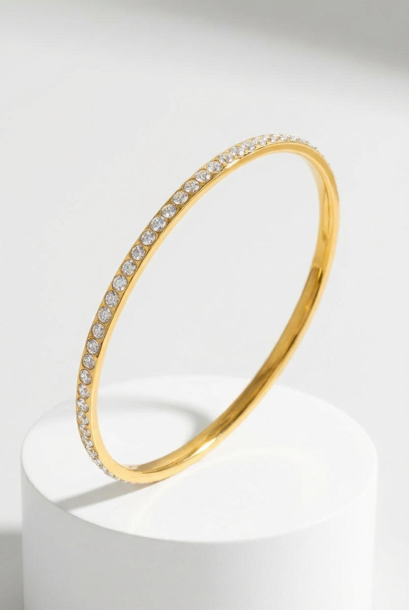 Gold Plated Bangle Bracelet-jewelry > bracelets > bangles-Laventaire-Gold-One Size-Laventaire