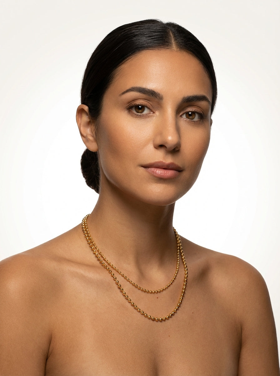 Gold Plated Layered Necklace-necklaces > layered necklaces-Laventaire-Laventaire