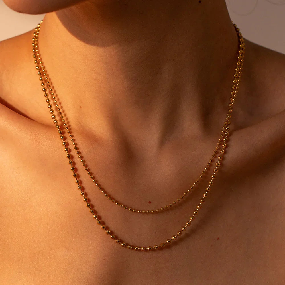 Gold Plated Layered Necklace-necklaces > layered necklaces-Laventaire-Laventaire