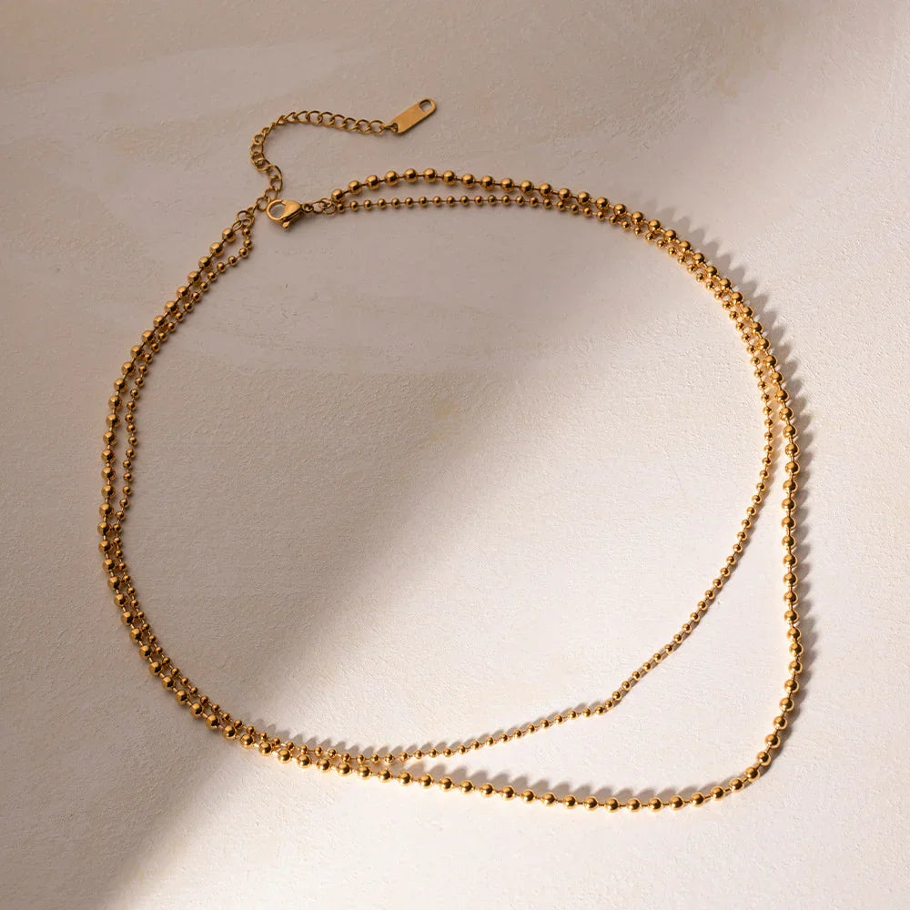 Gold Plated Layered Necklace-necklaces > layered necklaces-Laventaire-Laventaire