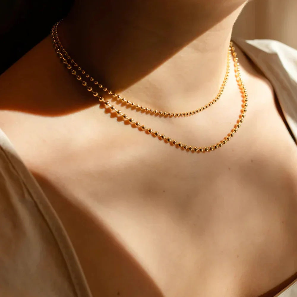 Gold Plated Layered Necklace-necklaces > layered necklaces-Laventaire-Laventaire