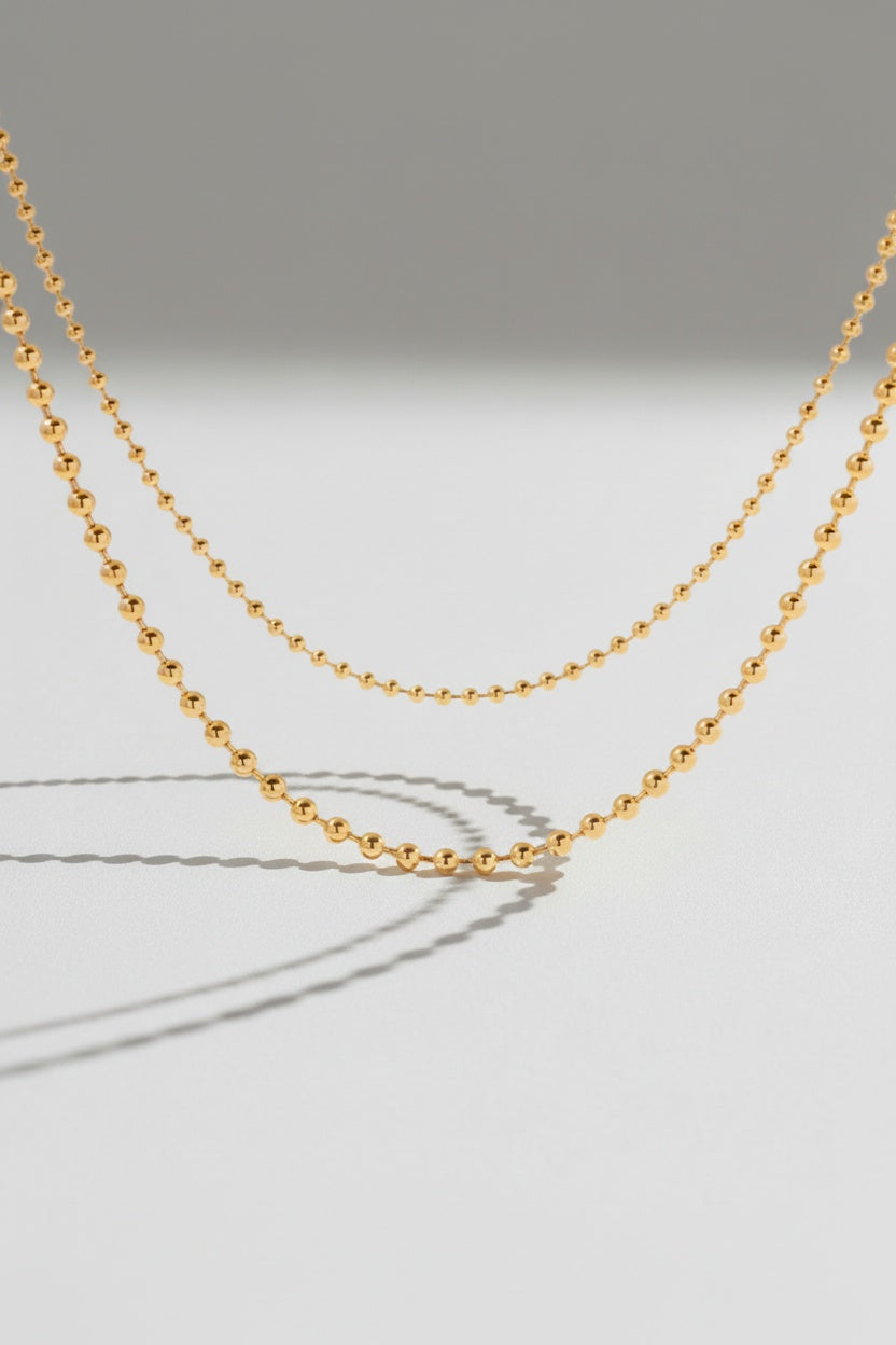 Gold Plated Layered Necklace-necklaces > layered necklaces-Laventaire-Laventaire