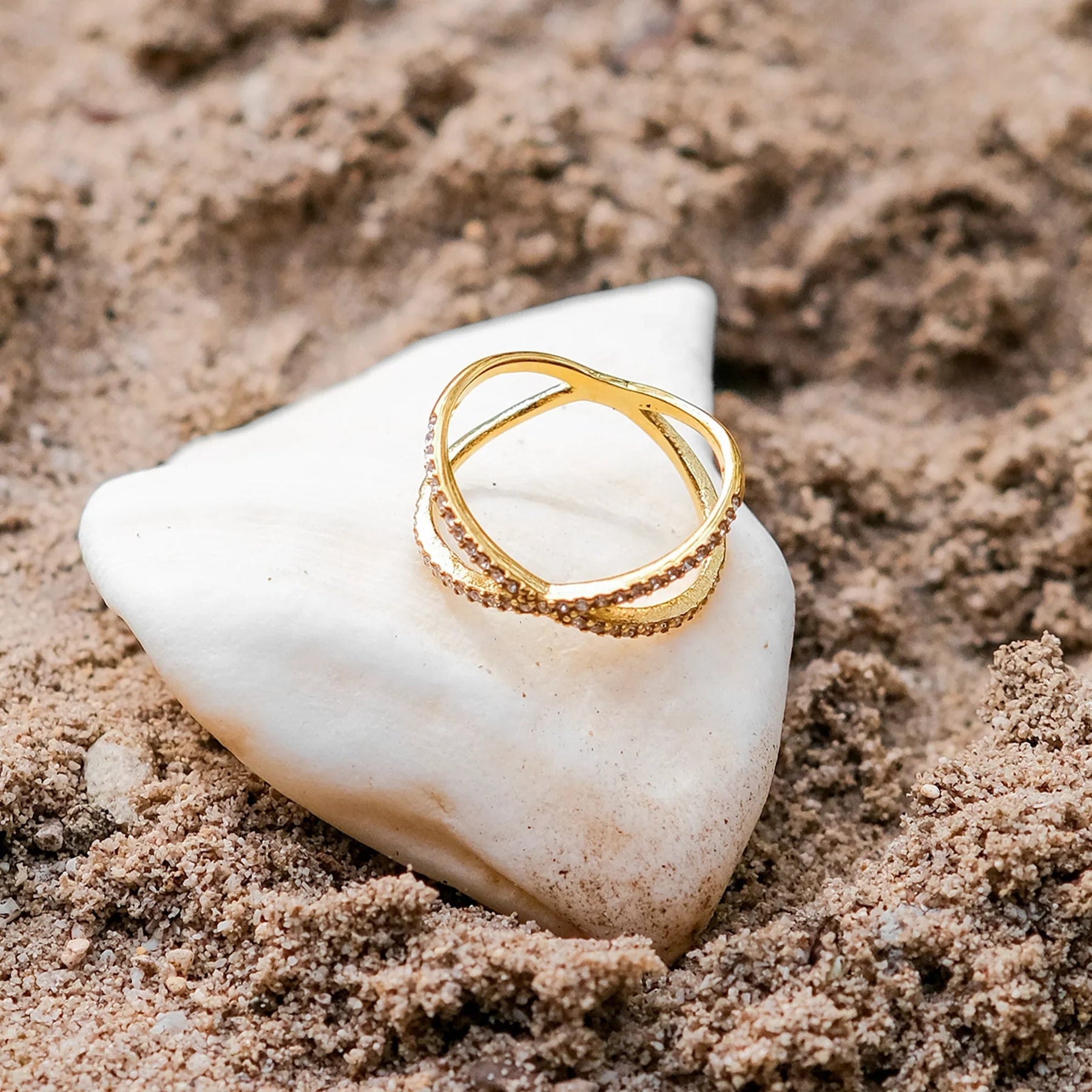 Gold Plated Ring Cross-jewelry > rings > statement rings-Laventaire-Laventaire