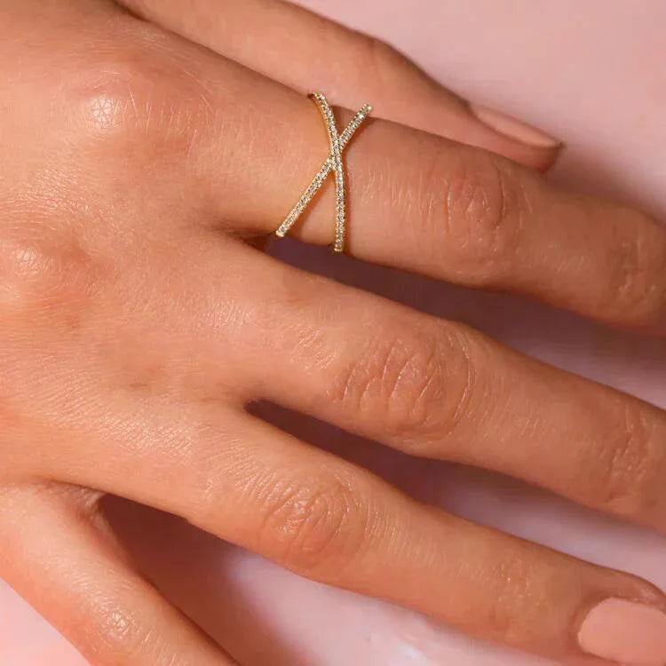 Gold Plated Ring Cross-jewelry > rings > statement rings-Laventaire-Laventaire