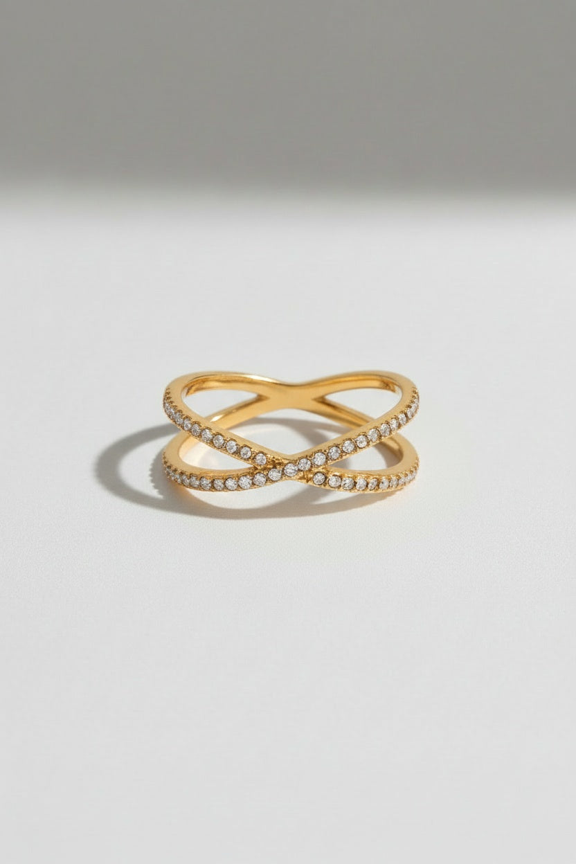Gold Plated Ring Cross-jewelry > rings > statement rings-Laventaire-Laventaire