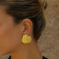 Gold Plated Seashell Earrings-jewelry > earrings > studs-Laventaire-Laventaire