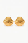 Gold Plated Seashell Earrings-jewelry > earrings > studs-Laventaire-Gold-One Size-Laventaire
