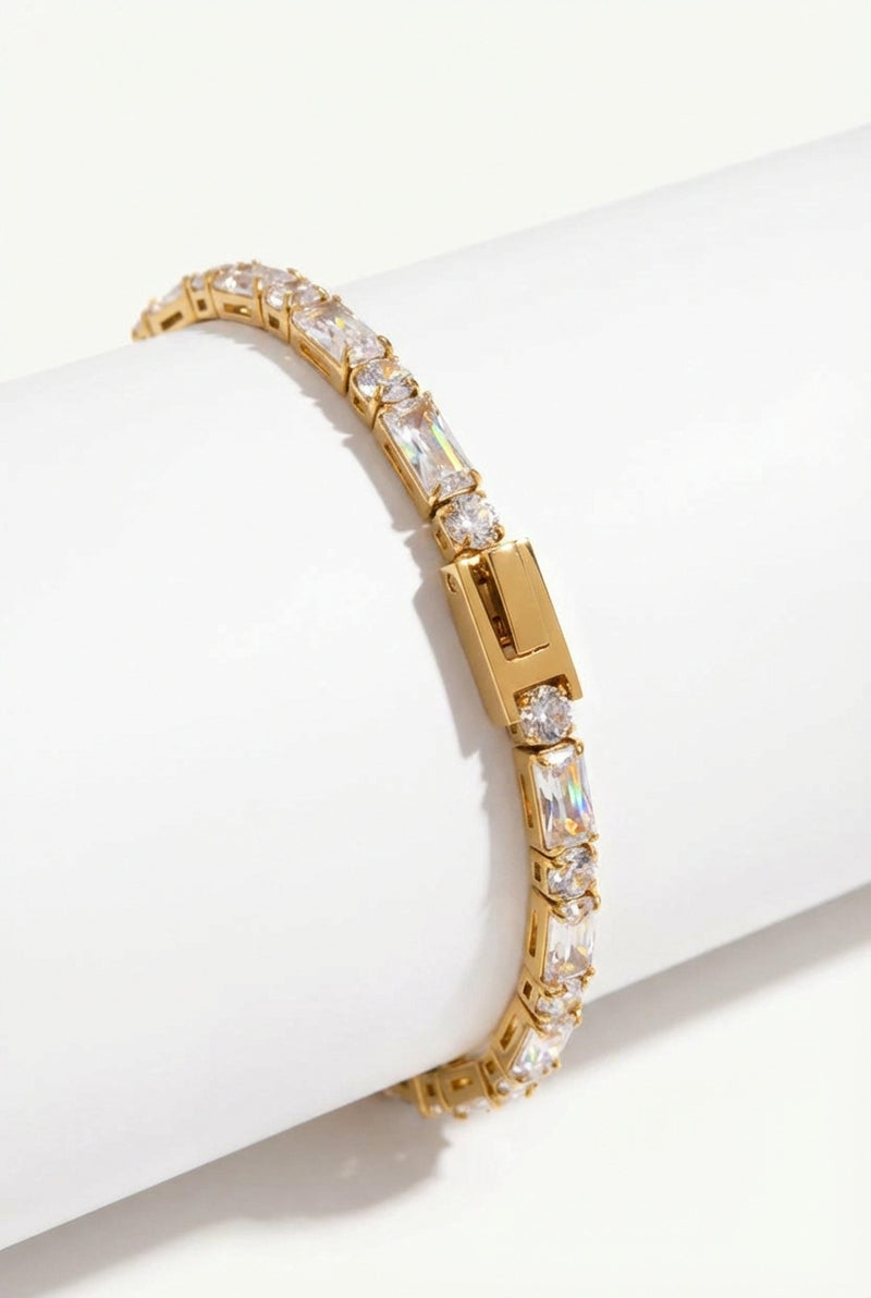 Gold Plated Tennis Bracelet-jewelry > bracelets > tennis bracelets-Laventaire-Gold-One Size-Laventaire