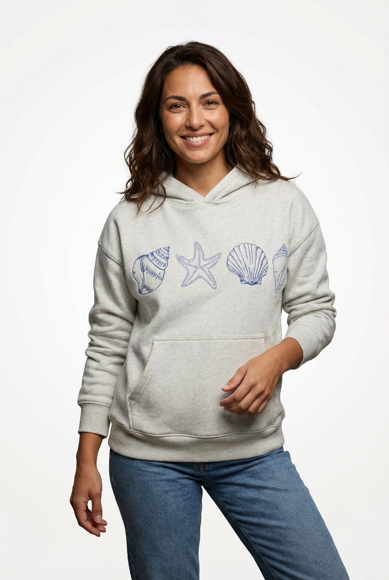 Graphic Relaxed Fit Hoodie-hoodies > graphic hoodie-Laventaire-Light Gray-XS-Laventaire