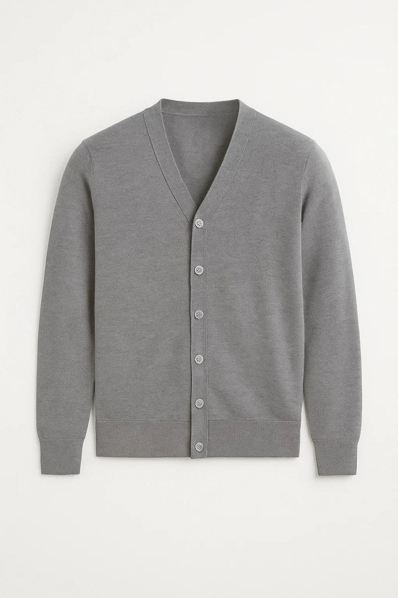 Gray Slim Fit Cardigan-clothing > cardigan-Laventaire-Laventaire
