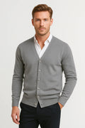Gray Slim Fit Cardigan-clothing > cardigan-Laventaire-Laventaire