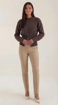 Half Zip Casual Sweater-sweaters > half zip sweater-Laventaire-Dark Brown-One size-Laventaire