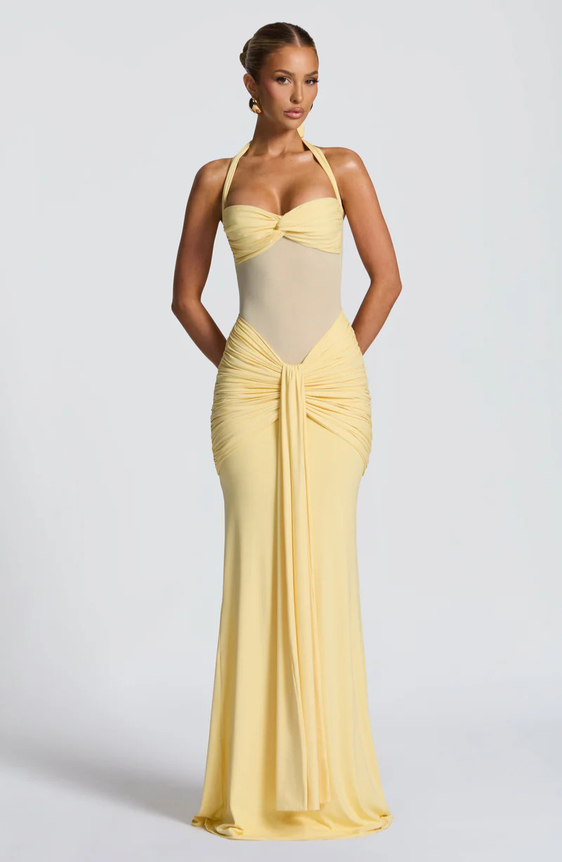 Halter Bodycon Maxi Dress-dresses > maxi dress-Laventaire-Laventaire