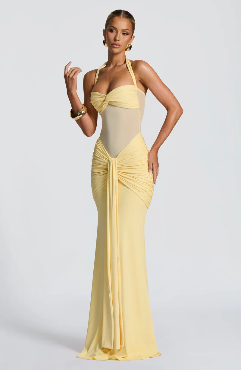 Halter Bodycon Maxi Dress-dresses > maxi dress-Laventaire-Laventaire