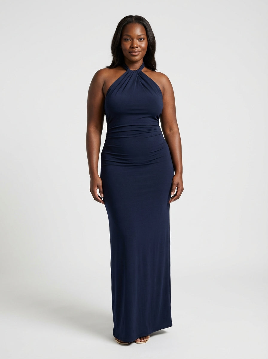 Halter Neck Bodycon Maxi Dress-dresses > maxi dress > bodycon maxi dress-Laventaire-Laventaire