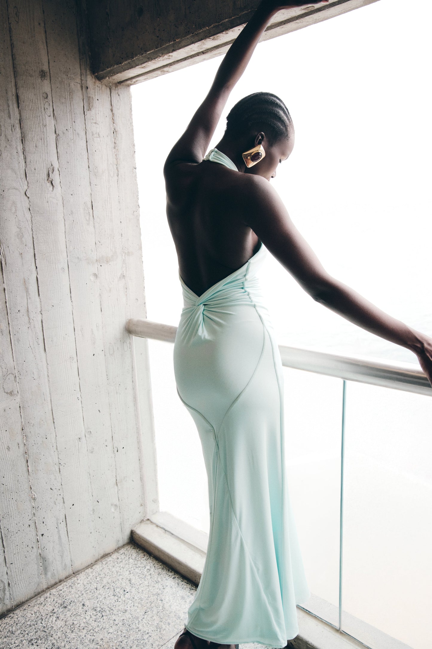 Halter Neck Bodycon Maxi Dress-dresses > maxi dress > bodycon maxi dress-Laventaire-Laventaire