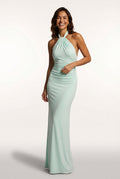 Halter Neck Bodycon Maxi Dress-dresses > maxi dress > bodycon maxi dress-Laventaire-Mint Green-XS-Laventaire