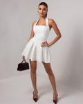 Halter Neck Casual Mini Dress-dresses > mini dress-Laventaire-Laventaire