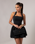 Halter Neck Casual Mini Dress-dresses > mini dress-Laventaire-Black-S-Laventaire