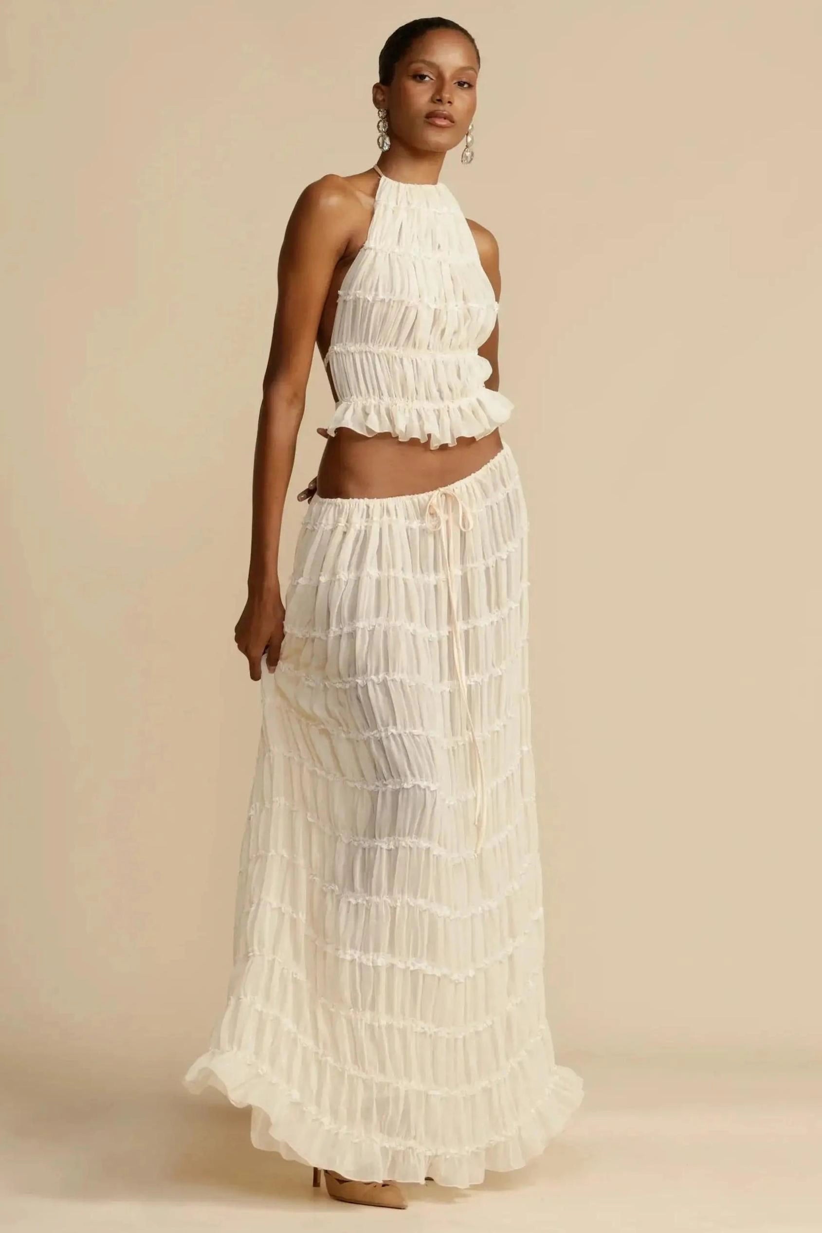 Halter Neck Co-Ord Set-sets > top and skirt set-Laventaire-Laventaire