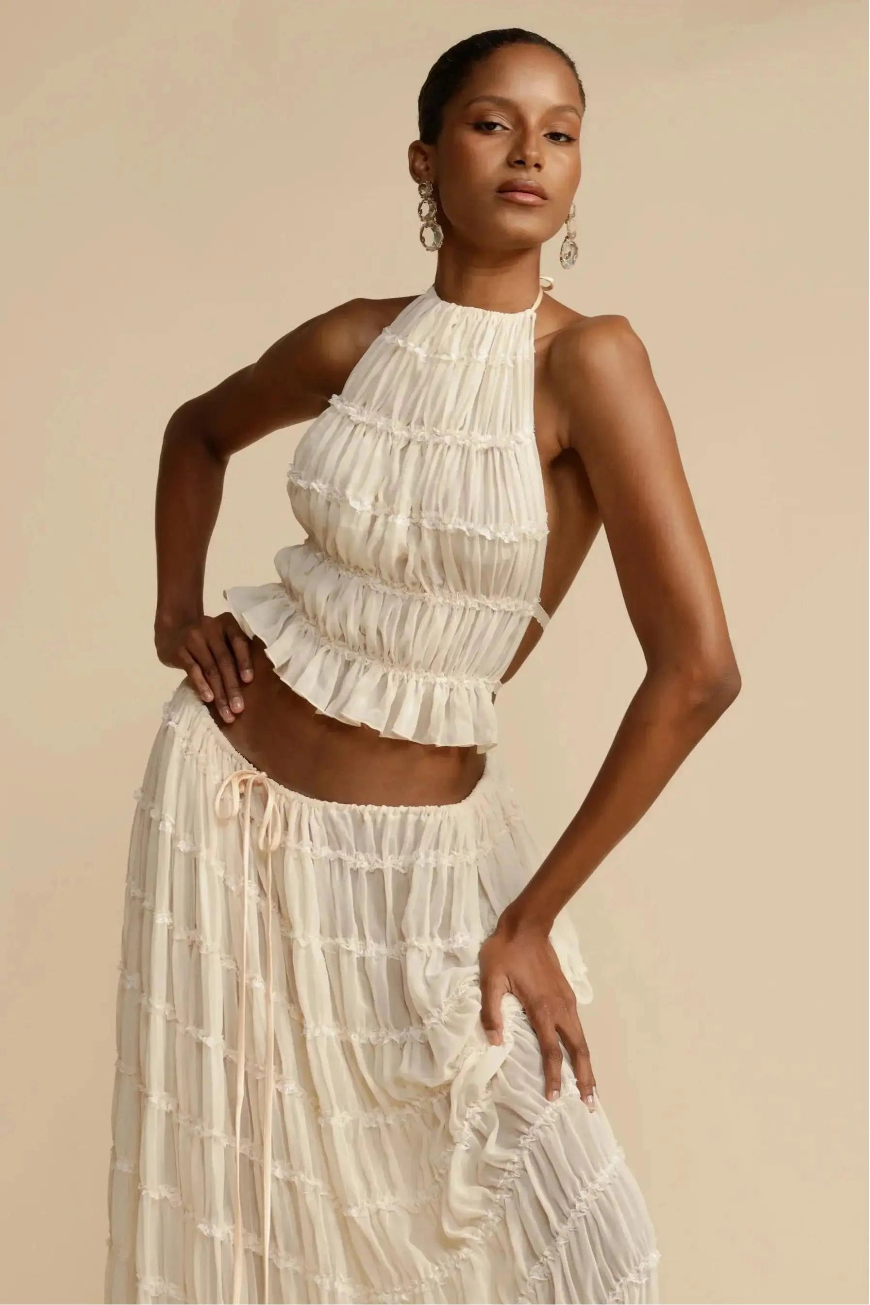 Halter Neck Co-Ord Set-sets > top and skirt set-Laventaire-Laventaire