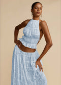 Halter Neck Co-Ord Set-sets > top and skirt set-Laventaire-Light Blue-XS-Laventaire