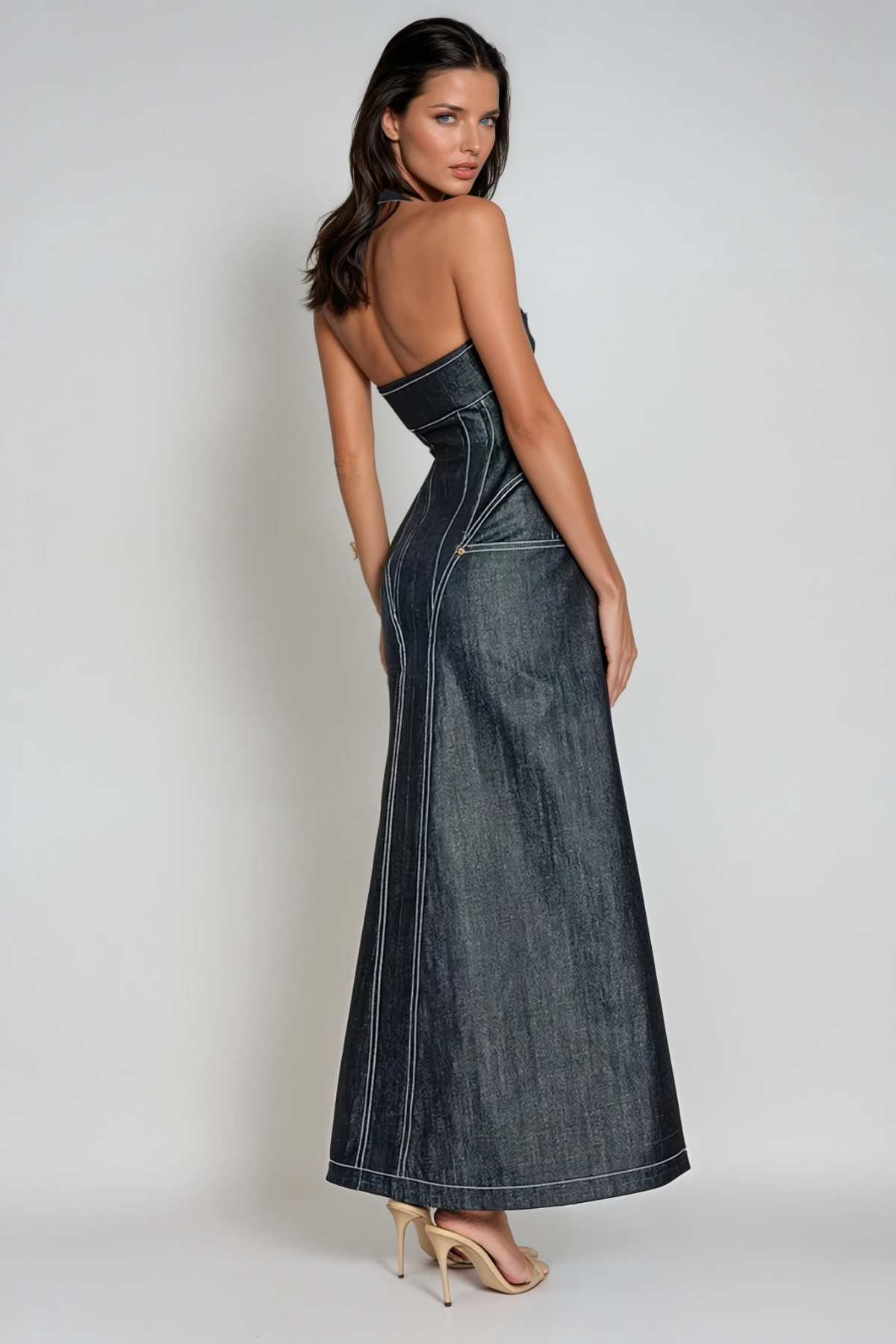 Halter Neck Maxi Dress-dresses > maxi dress-Laventaire-Laventaire