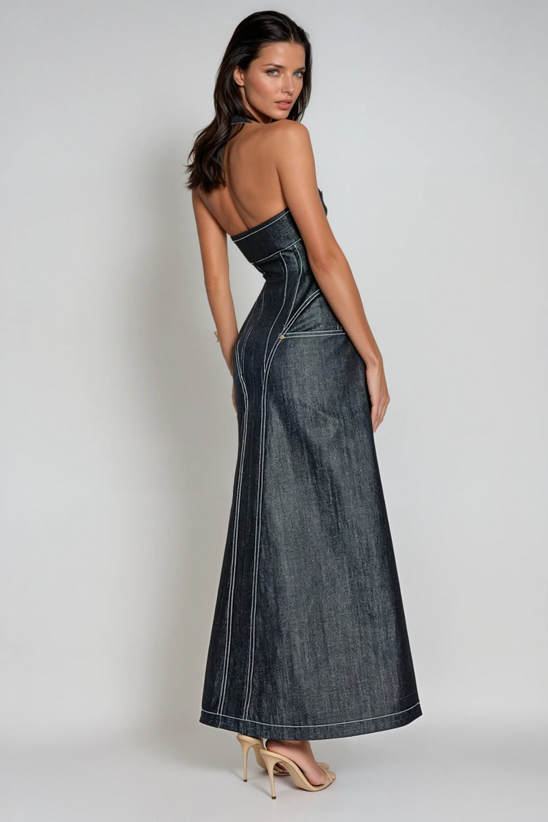 Halter Neck Maxi Dress-dresses > maxi dress-Laventaire-Laventaire