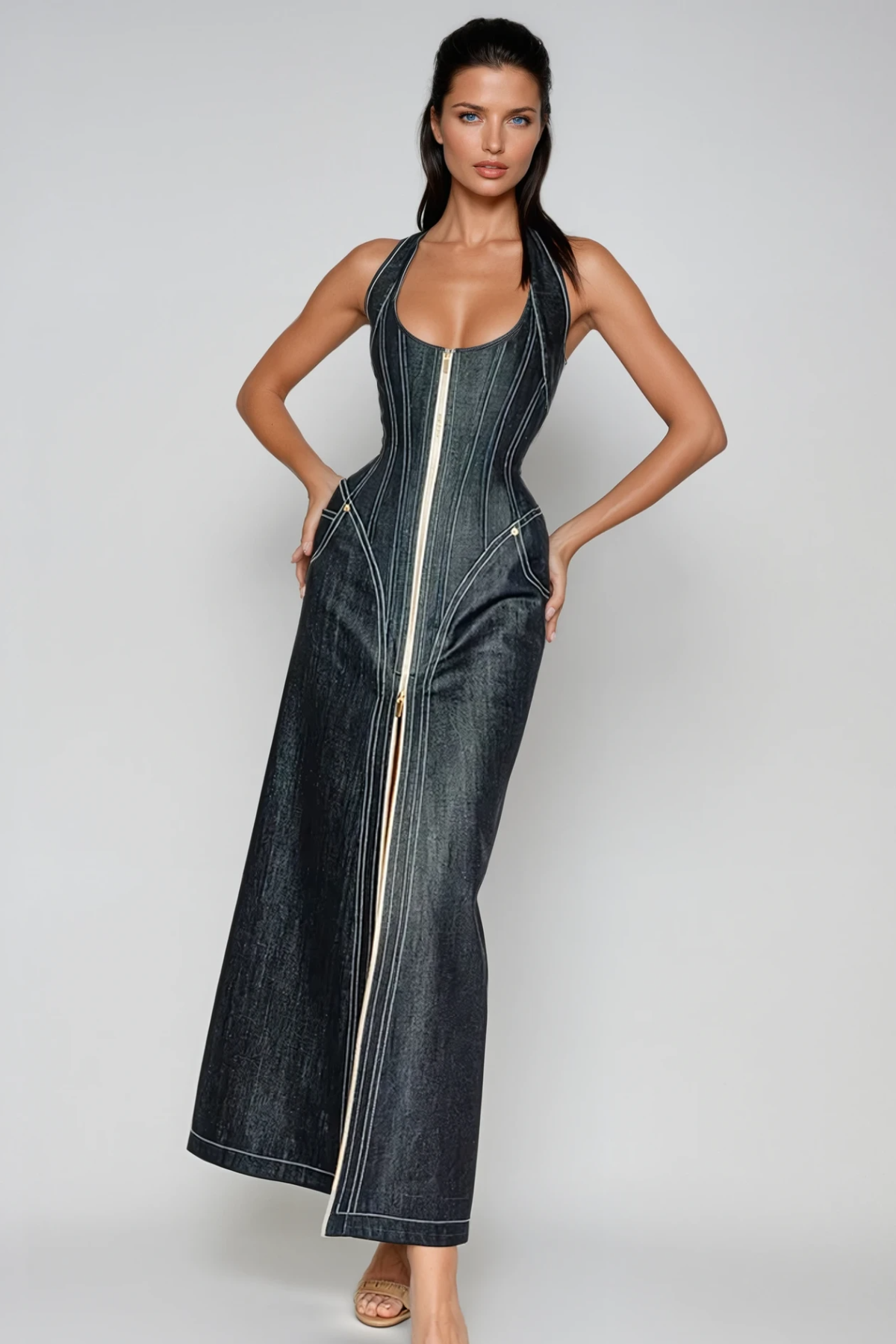 Halter Neck Maxi Dress-dresses > maxi dress-Laventaire-Laventaire