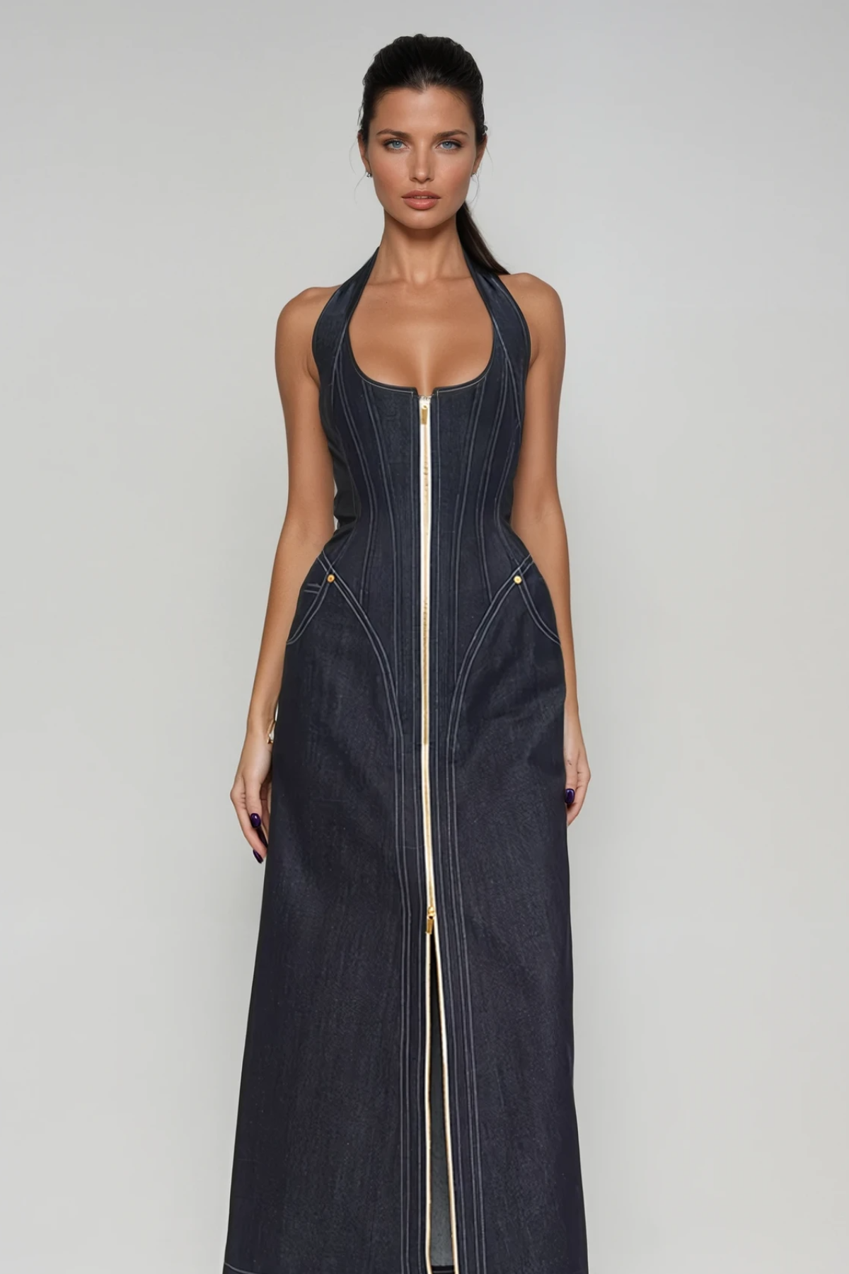 Halter Neck Maxi Dress-dresses > maxi dress-Laventaire-Laventaire