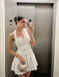 Halter Neck Mini Dress White-dresses > mini dress-Laventaire-Laventaire