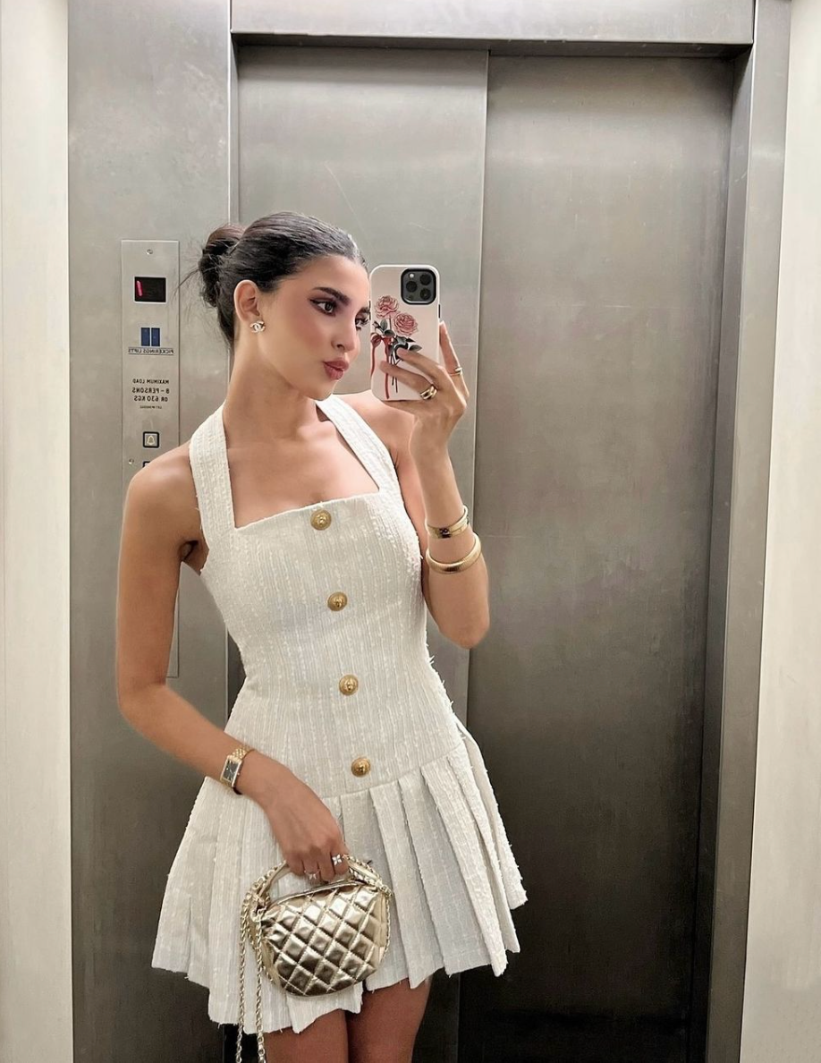 Halter Neck Mini Dress White-dresses > mini dress-Laventaire-Laventaire