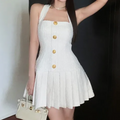 Halter Neck Mini Dress White-dresses > mini dress-Laventaire-Laventaire