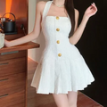 Halter Neck Mini Dress White-dresses > mini dress-Laventaire-Laventaire