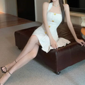 Halter Neck Mini Dress White-dresses > mini dress-Laventaire-Laventaire