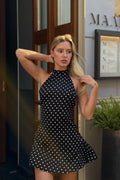 Halter Neck Mini Dress-dresses > mini dress-Laventaire-Laventaire