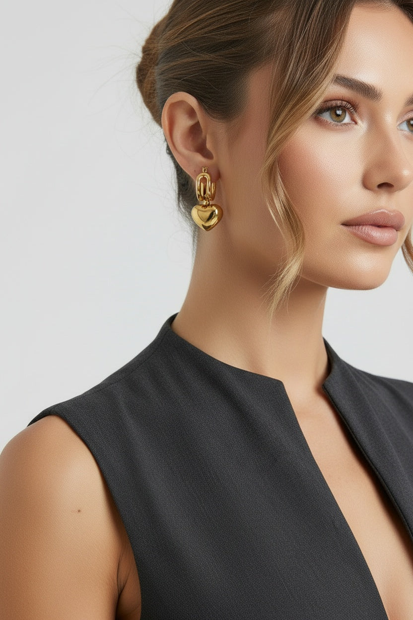 Heart Hoop Earrings-jewelry > earrings > hoop earrings-Laventaire-Laventaire