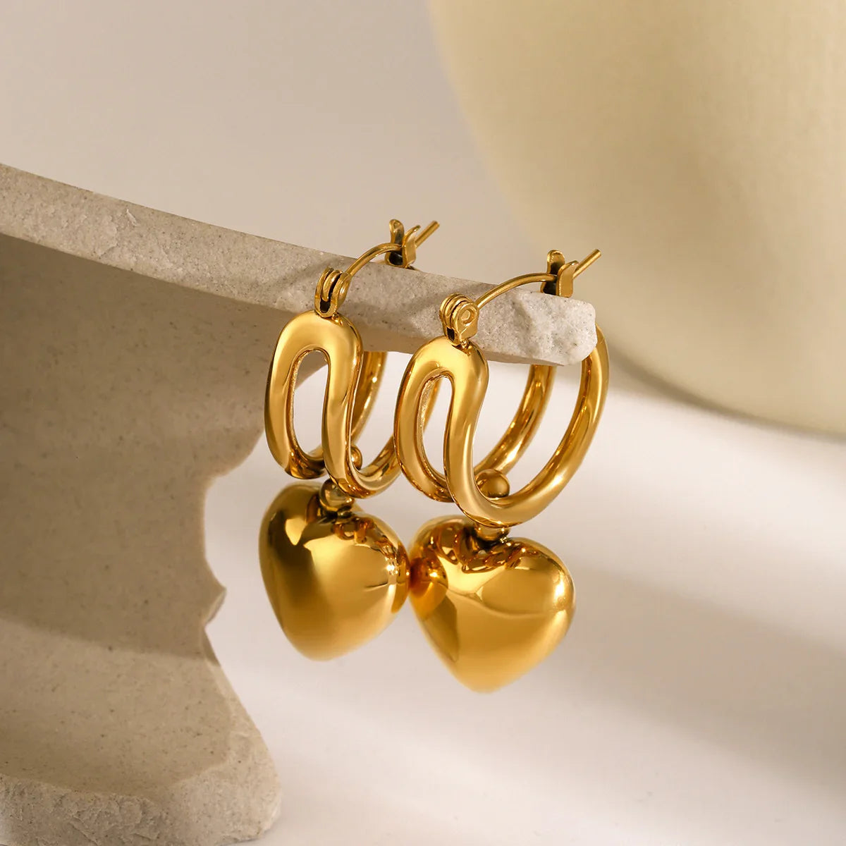 Heart Hoop Earrings-jewelry > earrings > hoop earrings-Laventaire-Laventaire