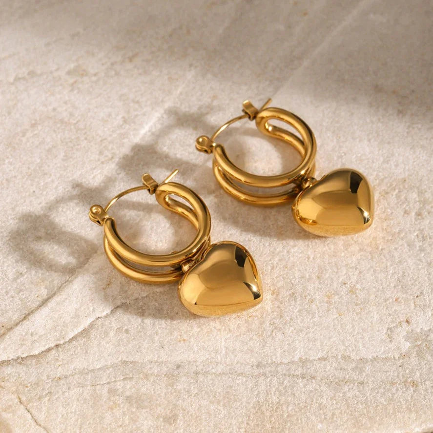 Heart Hoop Earrings-jewelry > earrings > hoop earrings-Laventaire-Laventaire