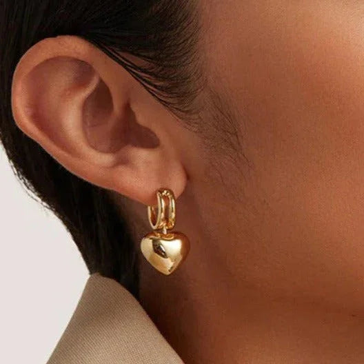 Heart Hoop Earrings-jewelry > earrings > hoop earrings-Laventaire-Laventaire