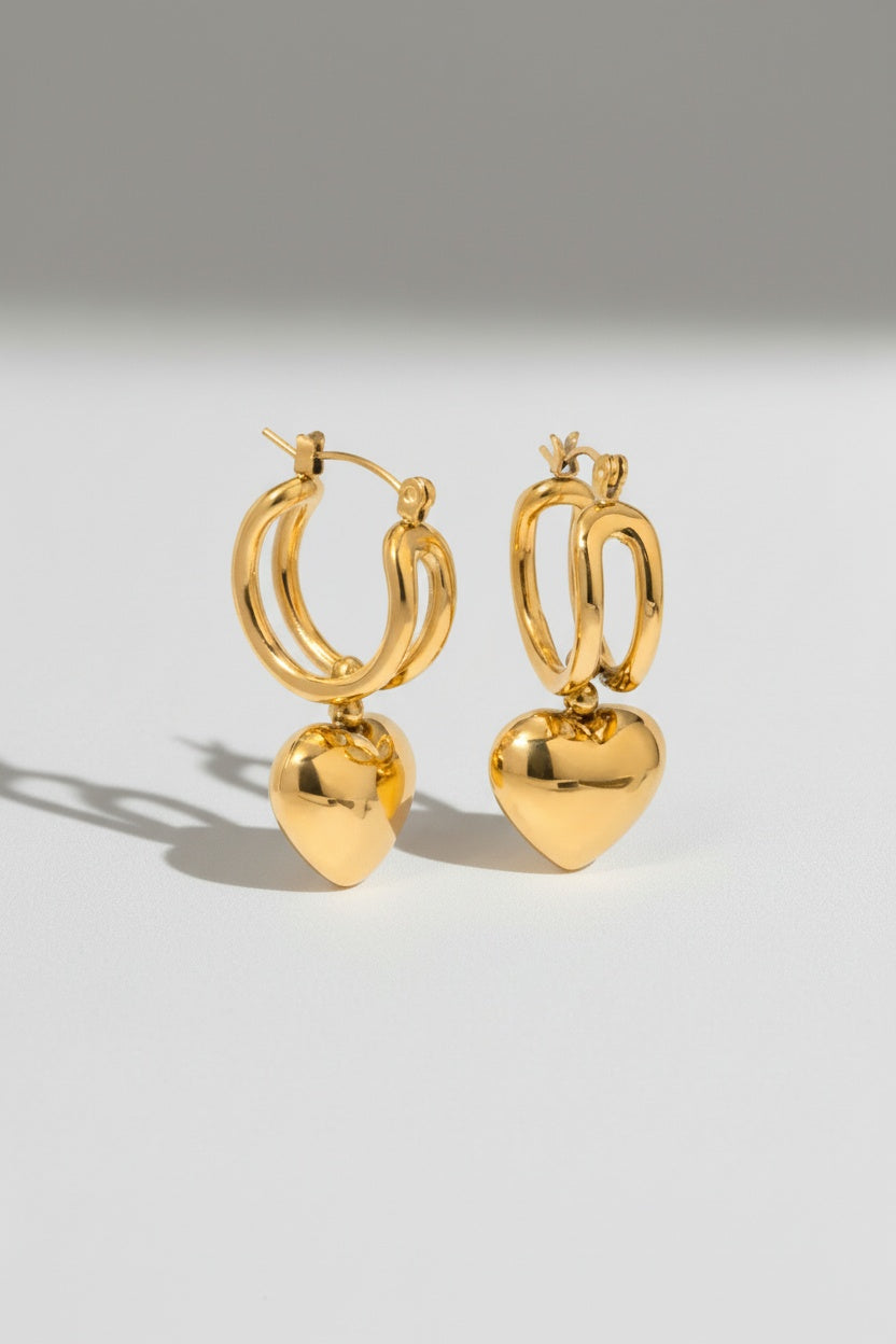 Heart Hoop Earrings-jewelry > earrings > hoop earrings-Laventaire-Laventaire