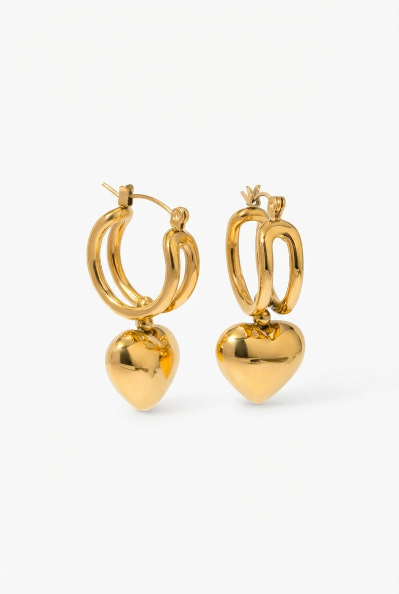 Heart Hoop Earrings-jewelry > earrings > hoop earrings-Laventaire-Gold-One Size-Laventaire